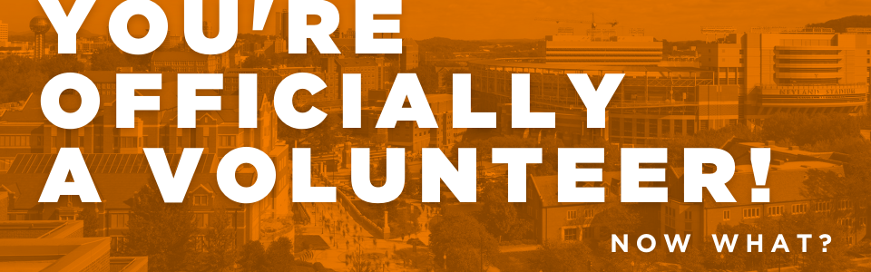 Website header that says You're officially a volunteer, now what?