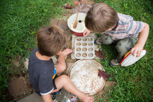 Toddlers outside