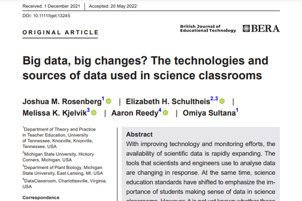Big data, big changes? The technologies and sources of data used in science classrooms.