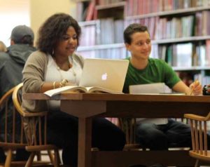 Students studying at the library