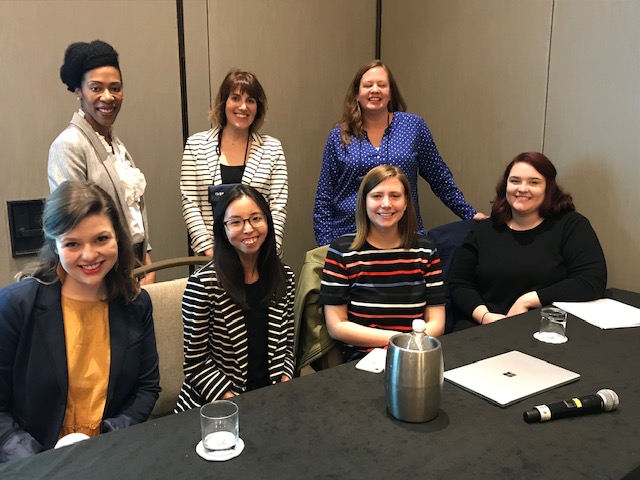 Chonika Coleman-King Nora Vines Jennifer Jordan Haley Jones Anna Peterson Audrey Parker Jennifer Tate sitting together