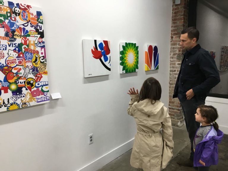 Friends viewing Sarah's art