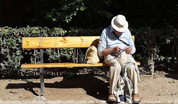 Elderly gentlman on bench