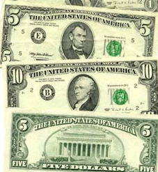 Image of fives and tens-cash