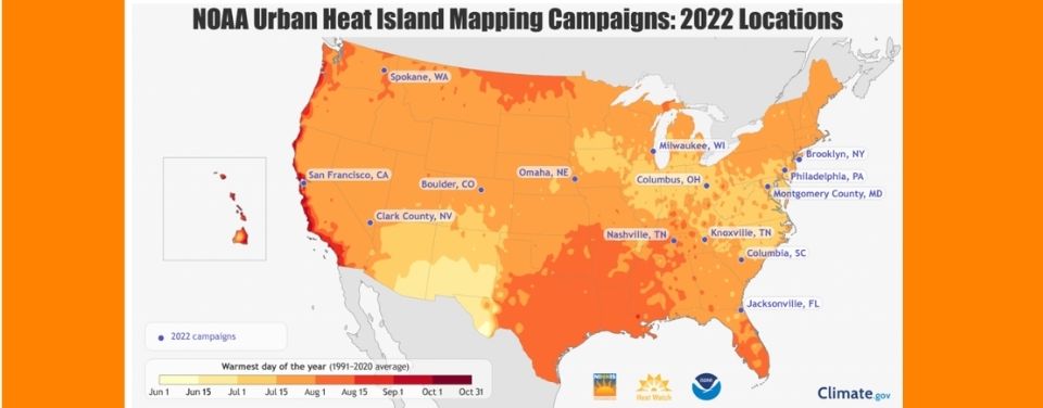 Map of heat islands in United States
