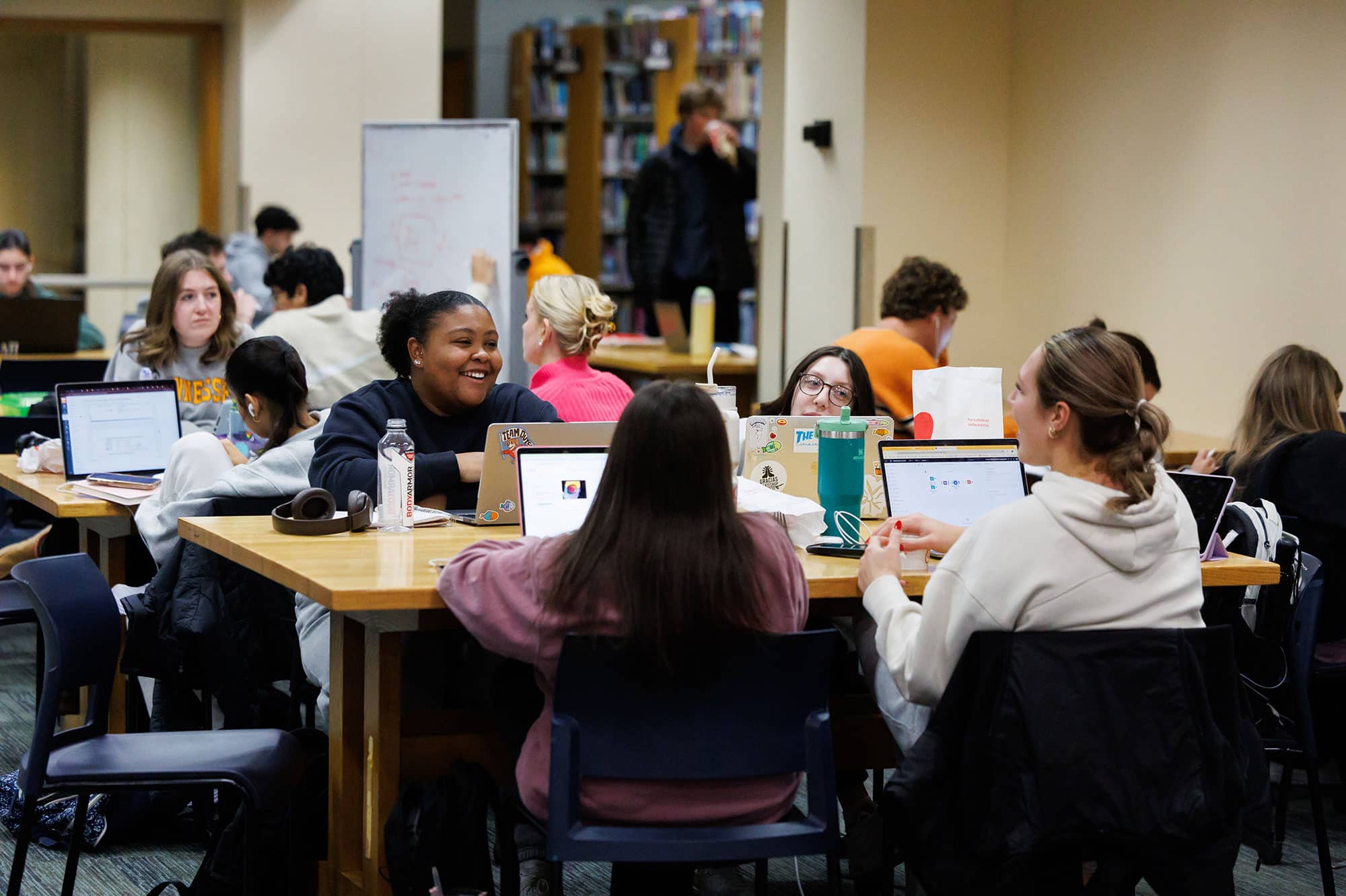 Students studying on Dead Day in Hodges Library